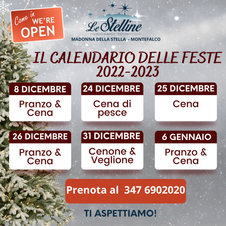 calendario delle feste 2022-2023 – Le Stelline Villaggio Albergo